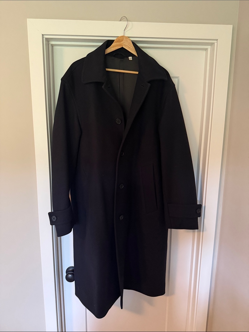 ARKET Black Lined  Navy Coat with Signature Label